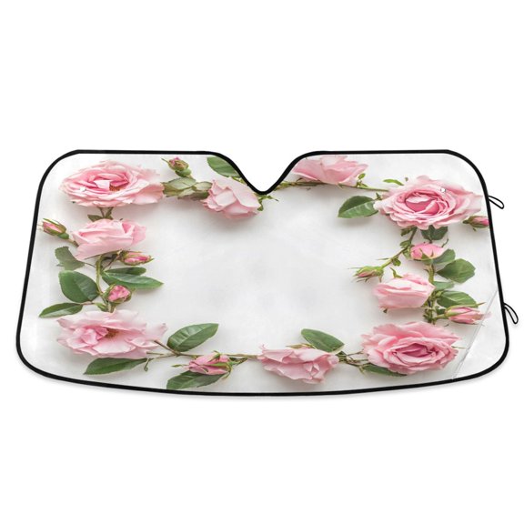 ALAZA Roses Flower Windshield Sun Shade Car Foldable Sun Visor Block UV Rays Protector 53"x23.5"