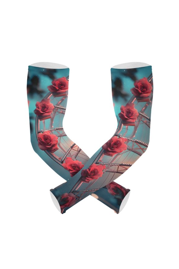 Roses Flowers UV Sun Protection Arm Sleeves UPF 50+ Compression Cooling Sleeve 1 Pair