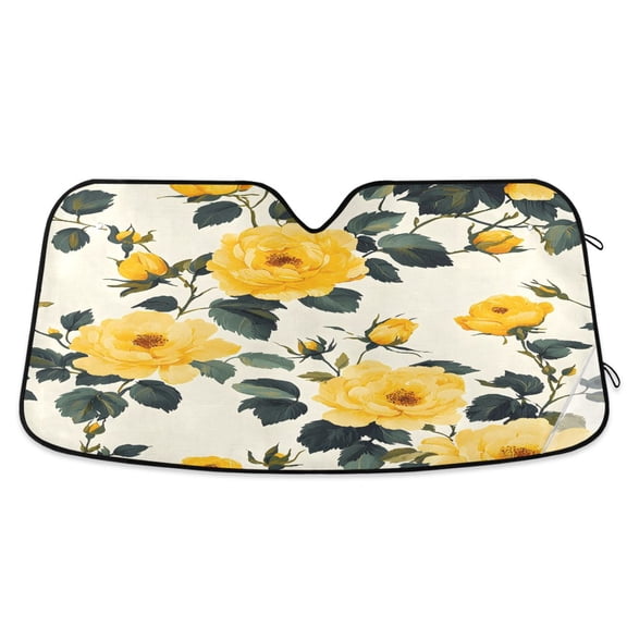 ALAZA Roses Flowers Windshield Sun Shade Car Foldable Sun Visor Block UV Rays Protector 53"x23.5"