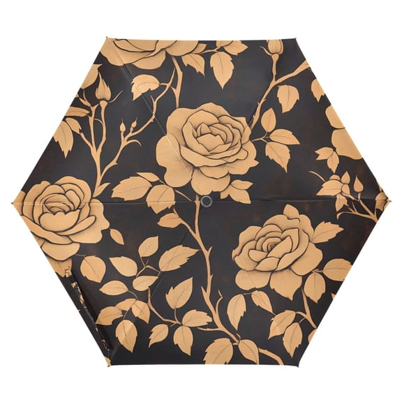 ALAZA Roses Flowers-i5 UPF 50+ Compact Folding Umbrella for Rain Travel Umbrella Packable