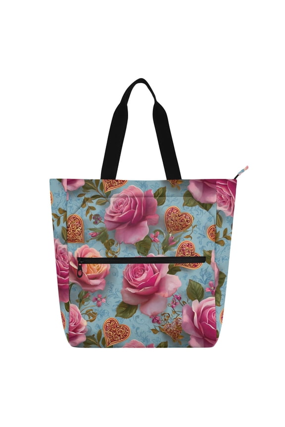 Roses Heart Flower School Book Bag Kids Tote Bags Handbag