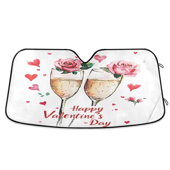 ALAZA Roses Valentine Windshield Sun Shade Car Foldable Sun Visor Block UV Rays Protector 53"x23.5"