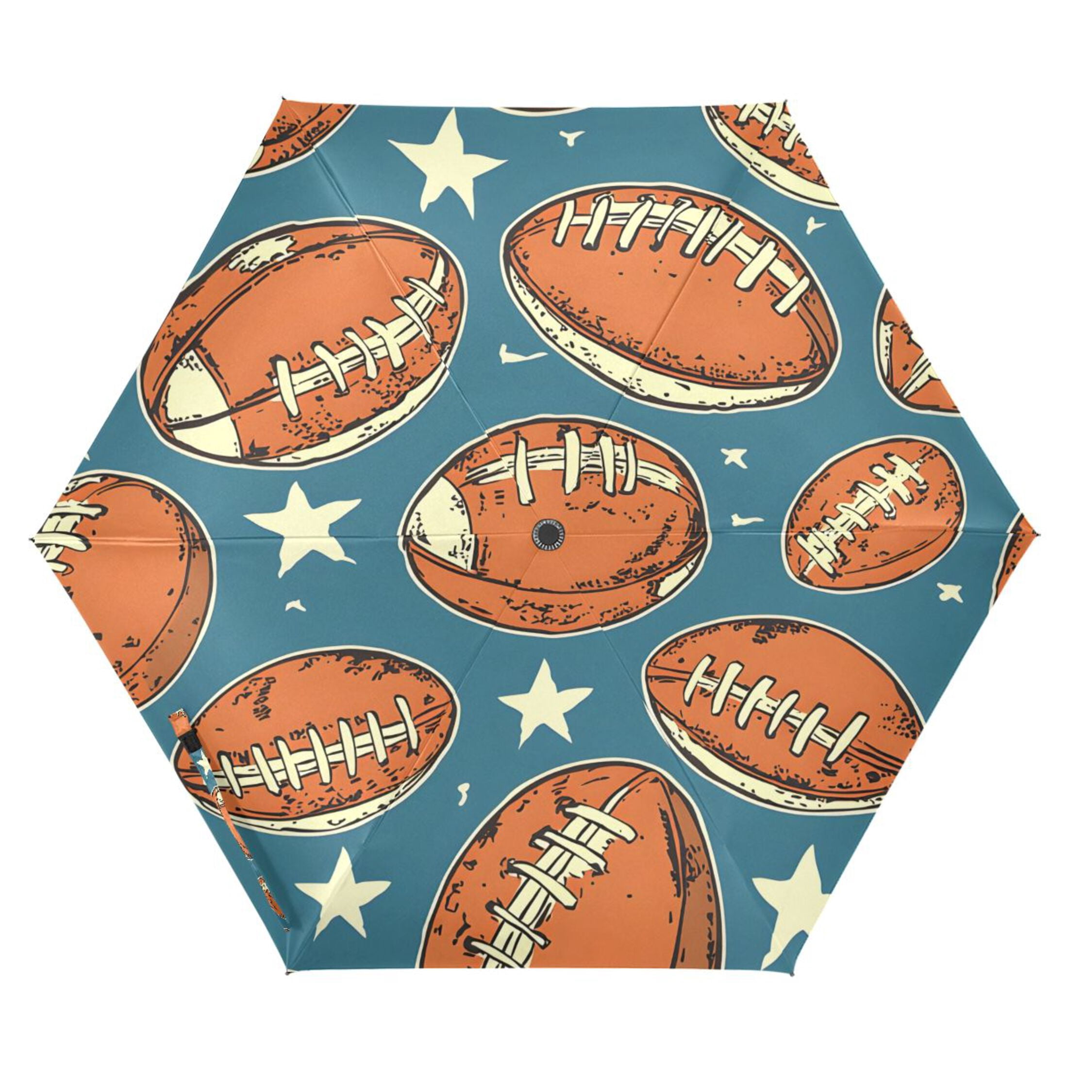 ALAZA Rugby Stars Football UPF 50+ Compact Folding Umbrella for Rain Travel Umbrella Packable