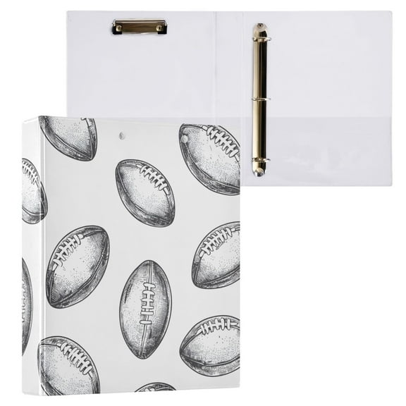 ALAZA Rugby Balls Football Hardcover 3 Ring Binder 1.5" Round Rings Interior Pockets Binders Organizer 1 Pack