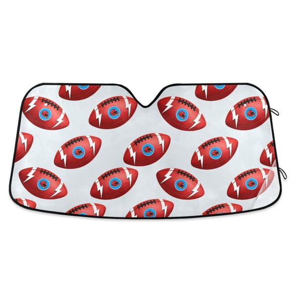 ALAZA Rugby Balls Footballs Pattern Car Windshield Sun Shade Foldable UV Ray Sunshade Visor Protector 53 x 23.5in