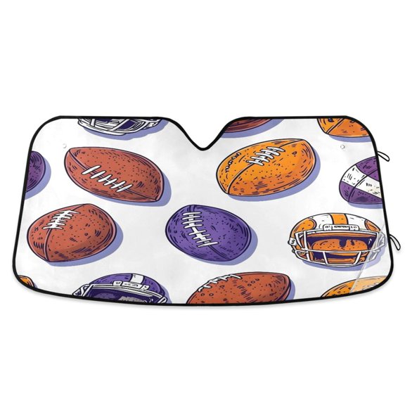 ALAZA Rugby Football Balls Windshield Sun Shade Car Foldable Visor Block UV Rays Protector 55"x27.6"
