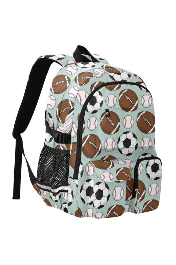 Rugby Football Baseball Print Student Backpack School Bookbag Large Laptop Daypack Travel Bag