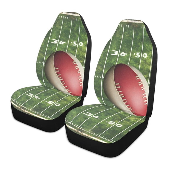 ALAZA Rugby Football Field Car Seat Covers 2 PCs Universal Auto Front Seats Interior Protector