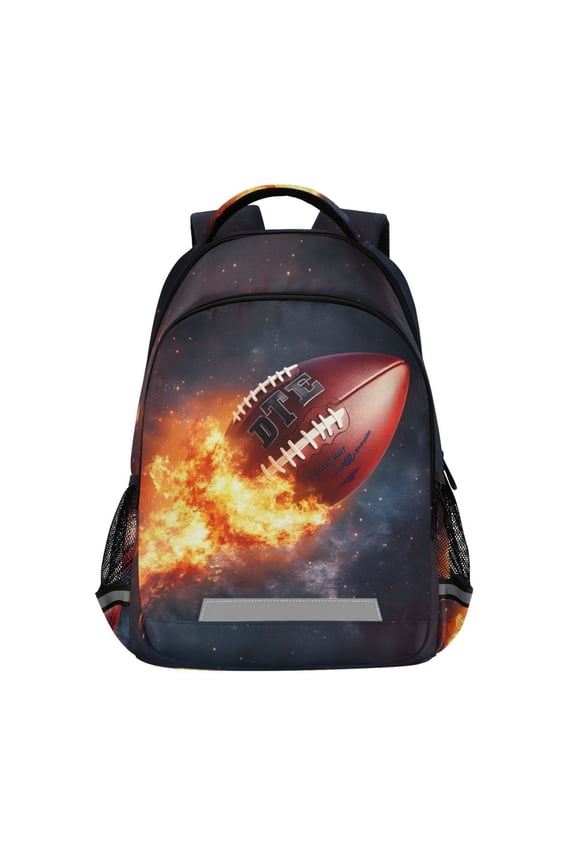Rugby Football Fire Backpack Elementary School Bag Bookbag Travel Rucksack