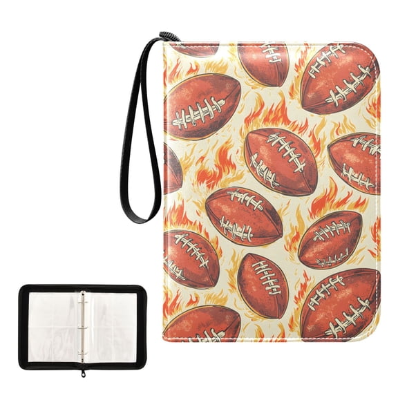 ALAZA Rugby Football Fire Trading Card Binder 4 Pocket Cards Collection Album 400 Folder Holder