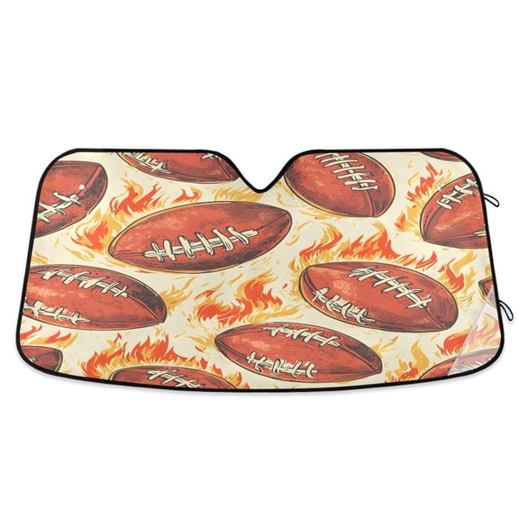 ALAZA Rugby Football Fire Windshield Sun Shade Car Foldable Sun Visor Block UV Rays Protector 55"x27.6"
