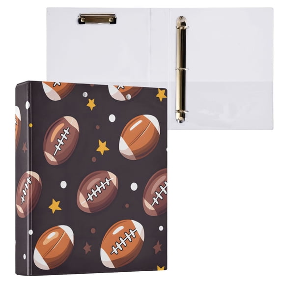 ALAZA Rugby Football Stars Hardcover 3 Ring Binder 1.5" Round Rings Interior Pockets Binders Organizer 1 Pack