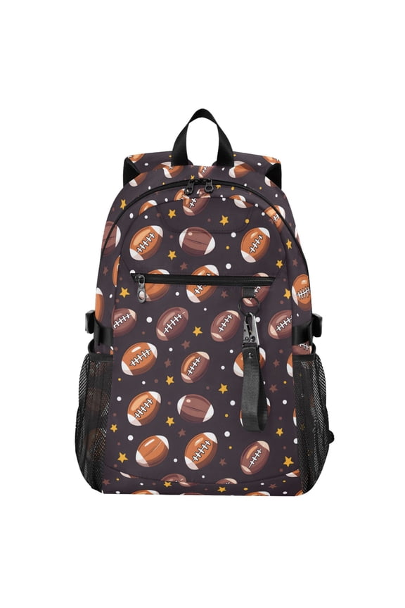 Rugby Football Stars Pattern School Backpack Travel Laptop Bag College Bookbag Casual Daypack for Women Men