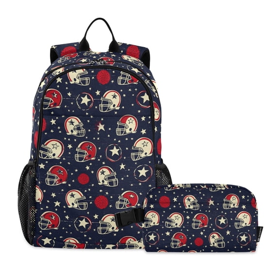 ALAZA Rugby Football Stars School Backpack Lunch Box Set Student Bookbag