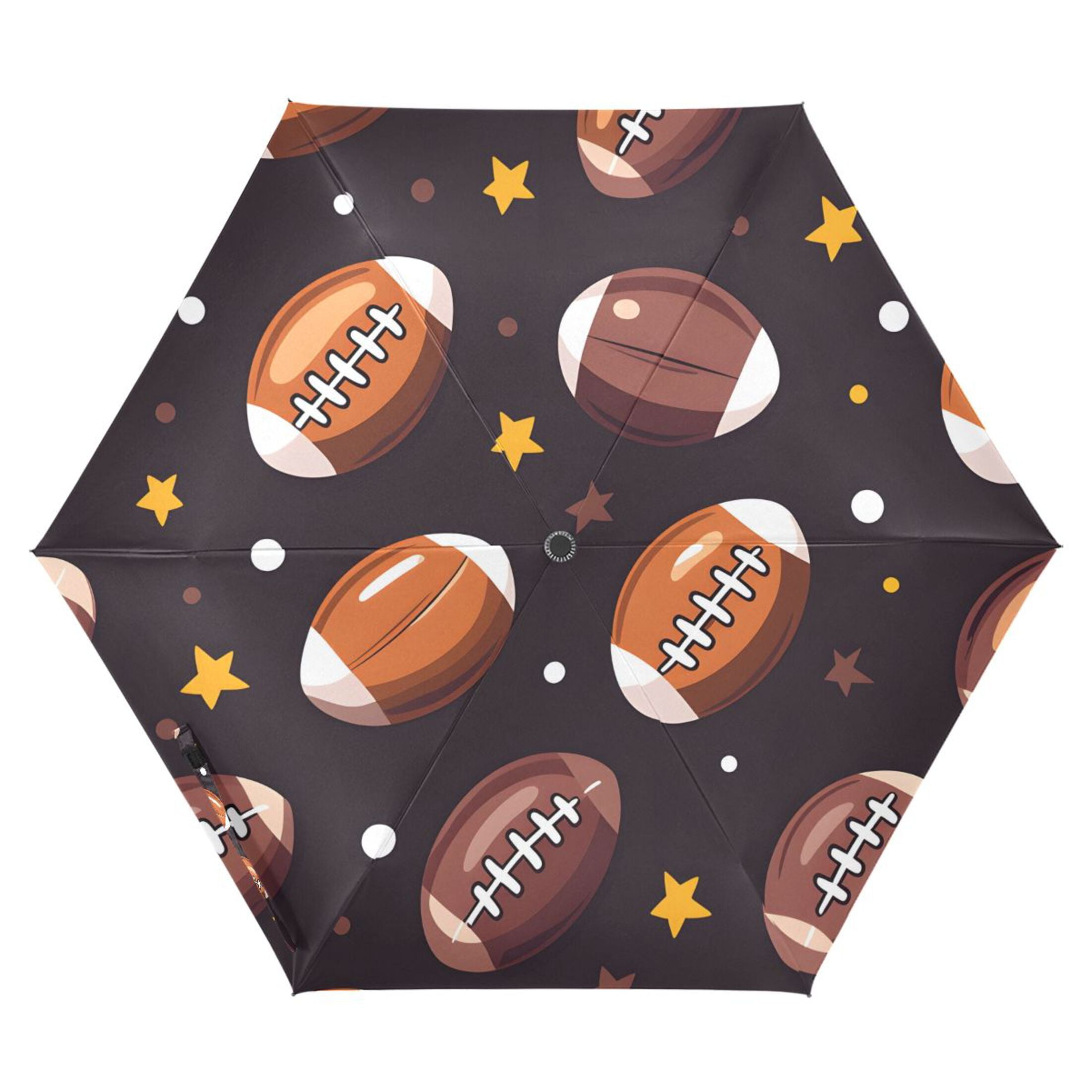 ALAZA Rugby Football Stars UPF 50+ Compact Folding Umbrella for Rain Travel Umbrella Packable