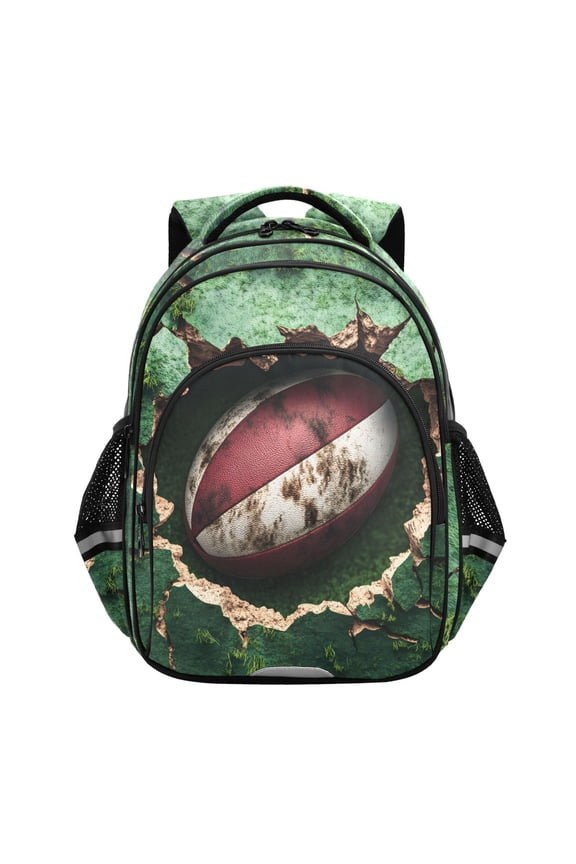 Rugby Football in Wall School Backpack Elementary Bag Bookbag Travel Rucksack