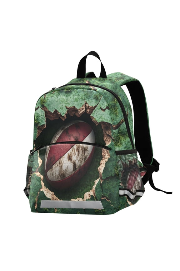 Rugby Football in Wall School Backpack Elementary Student Bookbag
