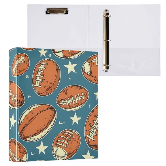 ALAZA Rugby Stars Football Hardcover 3 Ring Binder 1.5" Round Rings Interior Pockets Binders Organizer 1 Pack