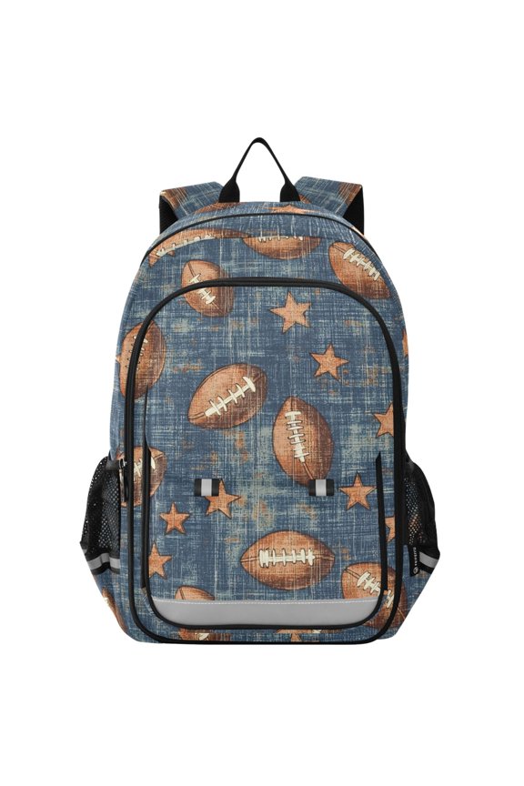 Rugby Stars Footballs Laptop Backpack Purse Travel Bag Casual School Bookbag Rucksack for Women Men