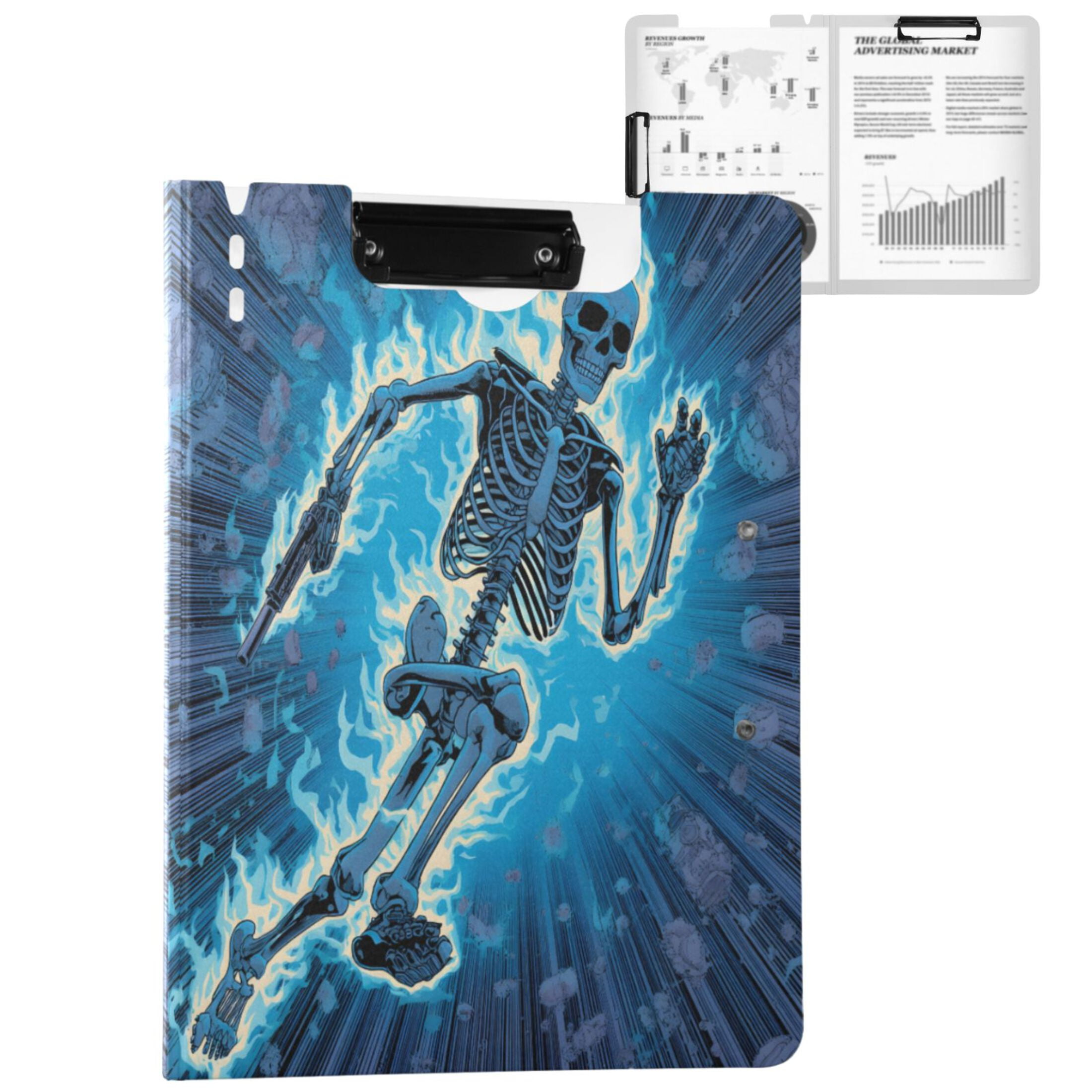 ALAZA Running Skeleton A4 Foldable Clipboard 360 Degree Folder Binder ...