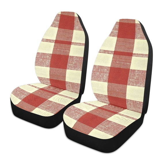 ALAZA Rustic Checkered Car Seat Covers 2 PCs Universal Auto Front Seats Interior Protector