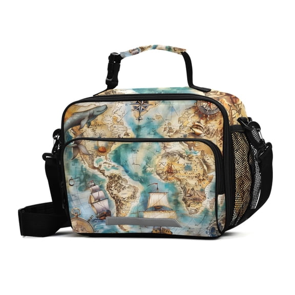 ALAZA Sailing Ship Lunch Box Insulated Cooler Bag Reusable Tote Bags Shoulder Strap