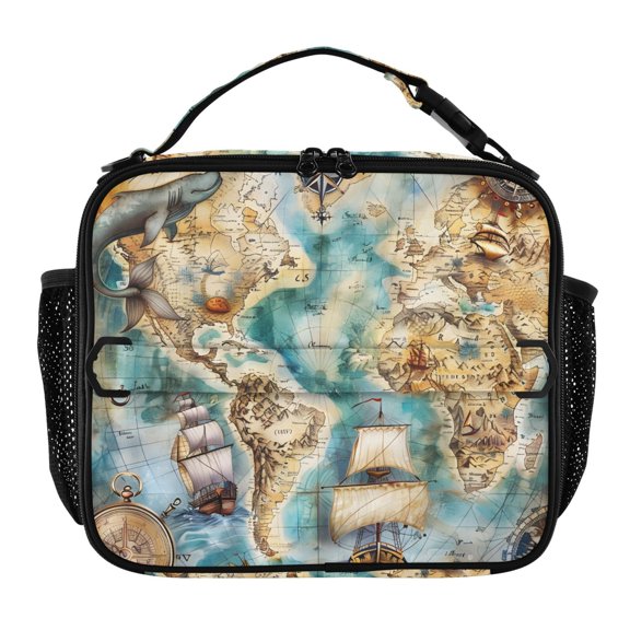 ALAZA Sailing Ship Lunch Box Insulated Lunch Bag Cooler Tote with Shoulder Strap