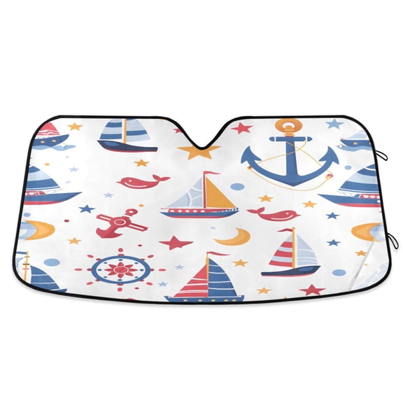 ALAZA Sailing Ship Windshield Sun Shade Car Foldable Visor Block UV Rays Protector 55"x27.6"