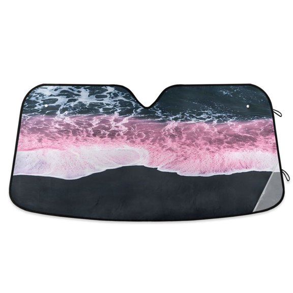 ALAZA Sand Beach Landscape Windshield Sun Shade Car Foldable Sun Visor Block UV Rays Protector 53"x23.5"