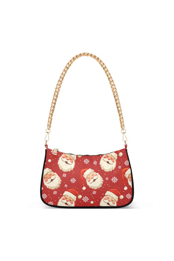 Santa Claus Snowflakes Women's Chain Shoulder Bag Hobo Handbag Tote Crossbody Purse