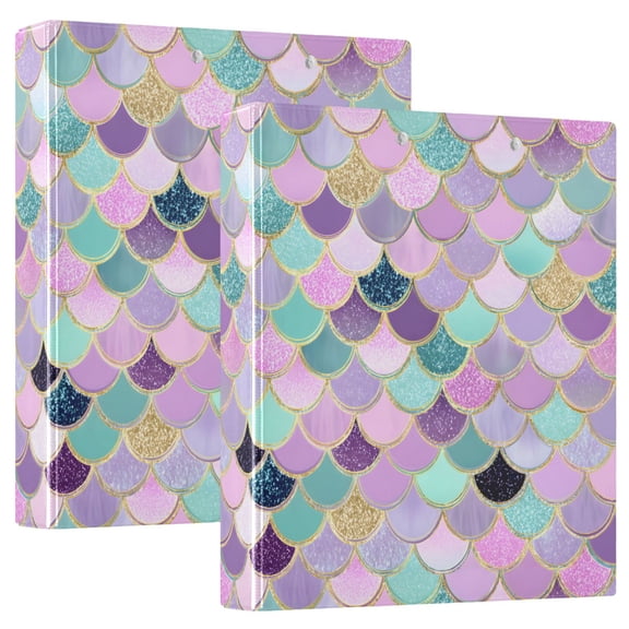 ALAZA Scales Glitter Shiny Hardcover 3 Ring Binder 1.5" D-Rings with Interior Pockets Binders School 2 PCs