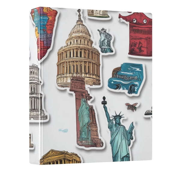 ALAZA Scenery Stickers Travel 3 Ring Binder 1.5 Inch Three Ring Office Binders w/ clipboard & 3 pockets, Hold 200 Sheets, 1 pc