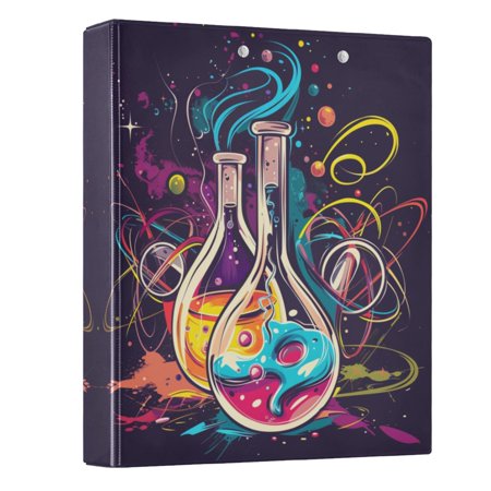 ALAZA Science Instrument Watercolor 3 Ring Binder 1.5 Inch Three Ring Office Binders w/ clipboard & 3 pockets, Hold 200 Sheets, 1 pc