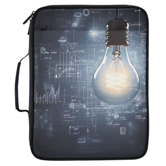 ALAZA Science Light Bulb Pattern Expanding Accordion File Folder 3 Ring Zipper Organizer Portable Document Binder Bag