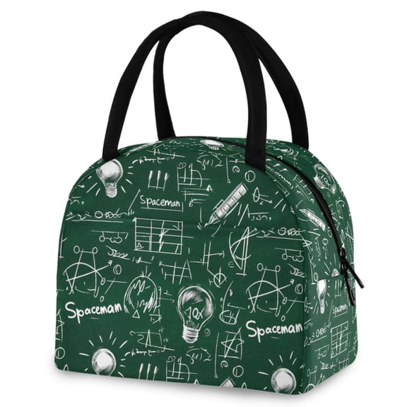 ALAZA Science Note Green Insulated Lunch Box Reusable Cooler Tote Bag Work Office Picnic