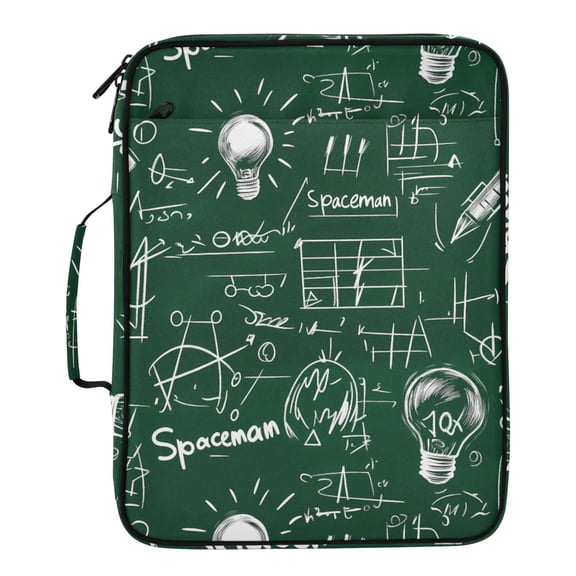 ALAZA Science Note Green Pattern Expanding Accordion File Folder 3 Ring Zipper Binder Organizer Portable Document Bag