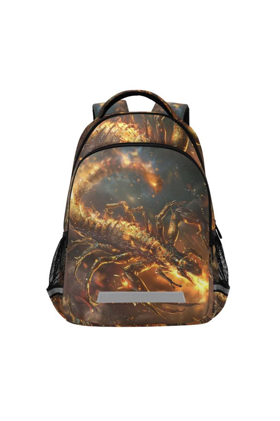 Scorpio with Fire Backpack Elementary School Bag Bookbag Travel Rucksack