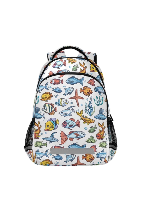 Sea Fishes in Ocean Backpack Elementary School Bag Bookbag Travel Rucksack
