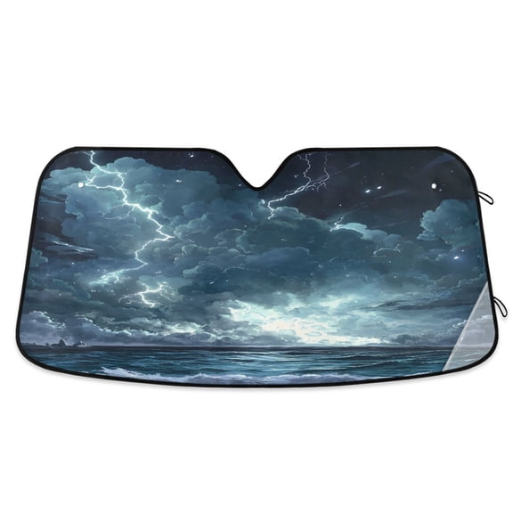 ALAZA Sea Lightning View Windshield Sun Shade Car Foldable Visor Block UV Rays Protector 53"x23.5"