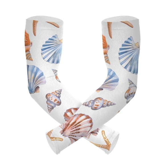 ALAZA Sea Shell Coach UV Sun Protection Arm Sleeves UPF 50+ Compression Cooling Sleeve 1 Pair