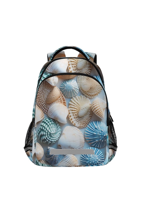 Sea Shells Blue Backpack Elementary School Bag Bookbag Travel Rucksack