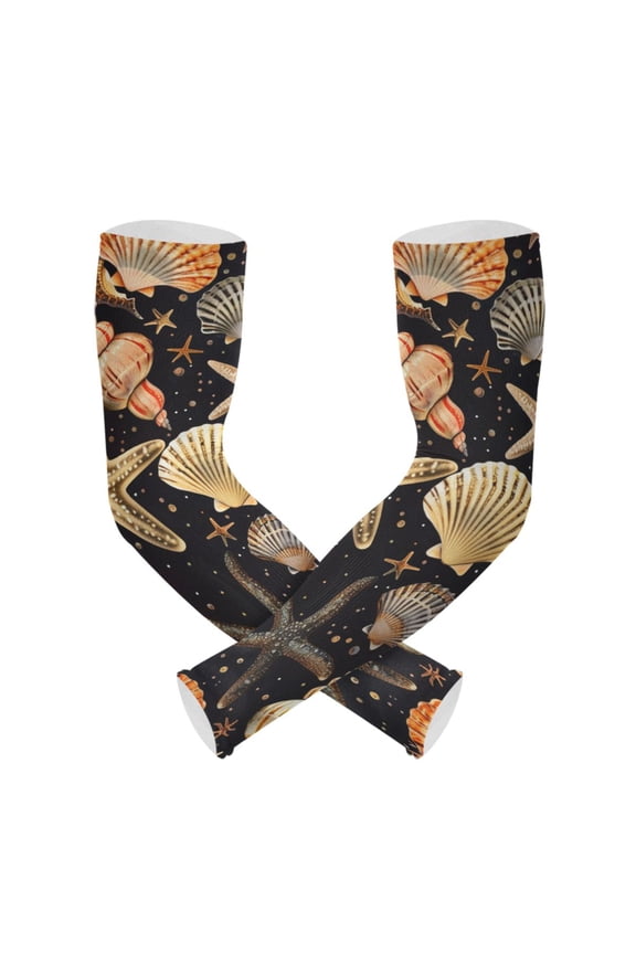Sea Shells Stars Coral UV Sun Protection Arm Sleeves UPF 50+ Compression Cooling Sleeve 1 Pair