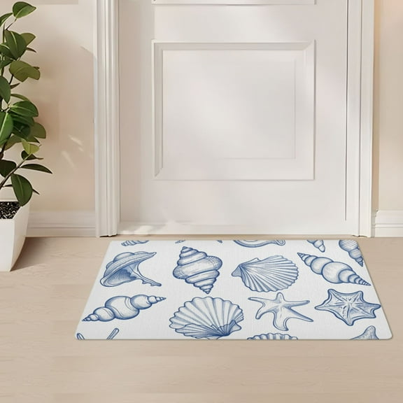 ALAZA Sea Shells and Conch Door Mat Outdoor Indoor Entrance Low Profile Floor Rugs 32"x20"