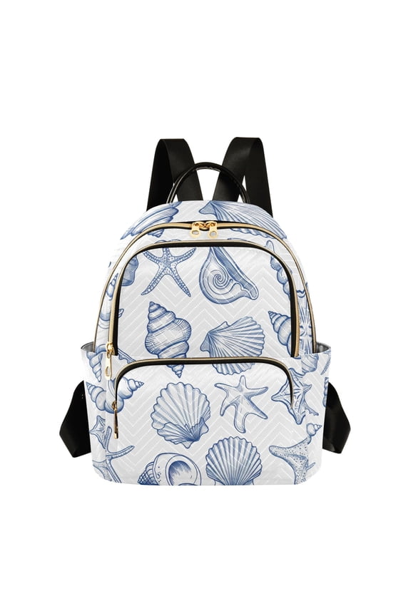 Sea Shells and Conch Womens Travel Laptop Backpack Large Daypack Ladies Shoulder Bags S
