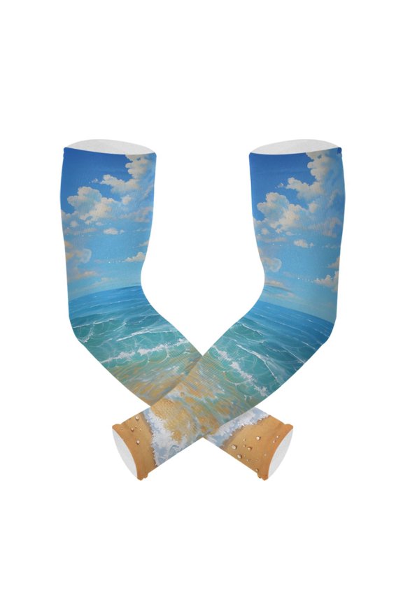 Sea Star on Beach Landscape UV Sun Protection Arm Sleeves UPF 50+ Compression Cooling Sleeve 1 Pair