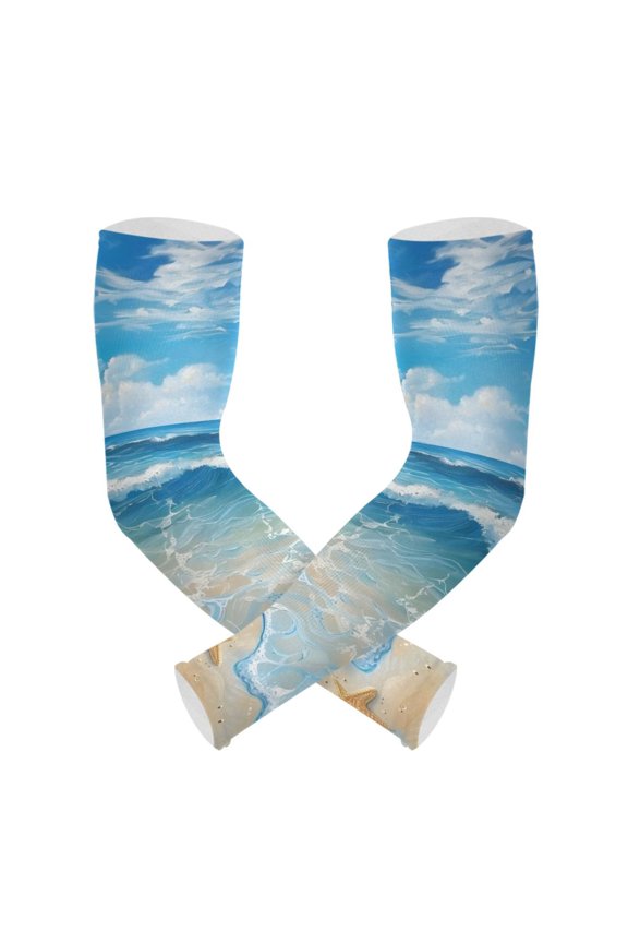 Sea Star on Beach Sky View UV Sun Protection Arm Sleeves UPF 50+ Compression Cooling Sleeve 1 Pair