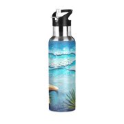 ALAZA Sea Star on Retro Beach Water Bottle Insulated Flask Stainless Steel Straw Lid 20 oz
