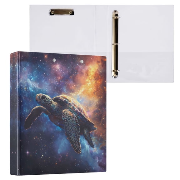 ALAZA Sea Turtle Starry Sky Hardcover 3 Ring Binder 1.5" D-Rings with Interior Pockets Binders School 1 PC
