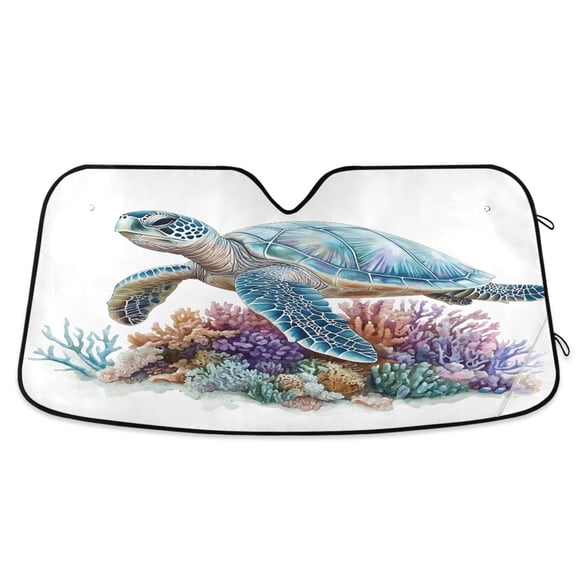 ALAZA Sea Turtle Windshield Sun Shade Car Foldable Sun Visor Block UV Rays Protector 53"x23.5"
