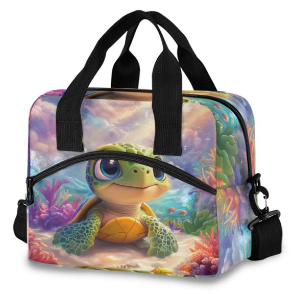 ALAZA Sea Turtles Sunshine Insulated Lunch Box Large Reusable Cooler Bag with Shoulder Strap